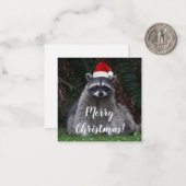 Schattig Wasbeertje met Rode Kerstmanhoed Notitiekaartje (Voorkant / Achterkant in situ)