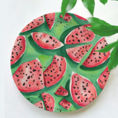 Schattig Watemelon rood en groen fruit Waterverf Papieren Bordje