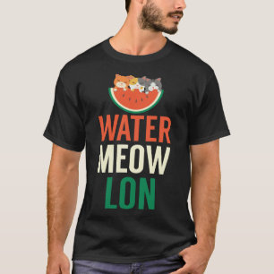 Schattig Water Meow Leon Melon Met Katten Melon Gr T-shirt
