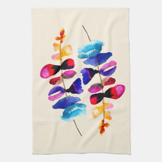 Schattig watercolor bloemendesign theedoek (Verticaal)