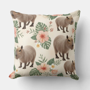 Schattig watercolor capybara naadloos patroon kussen