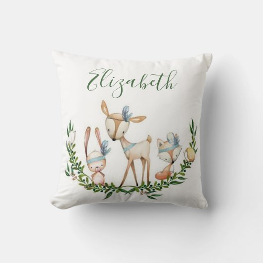 Schattig watercolor hertje baby kussen (Voorkant)