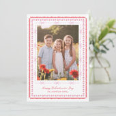 Schattig watercolor kader harten linten foto Valen Feestdagenkaart (Staand voorkant)