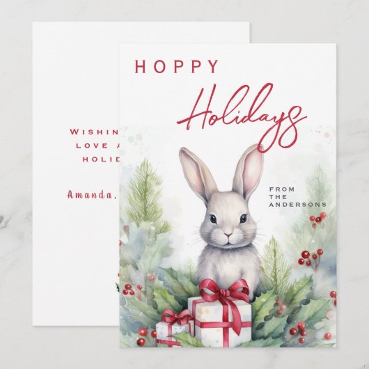 Schattig watercolor Kerstmis  Feestdagenkaart (Voorkant / Achterkant)