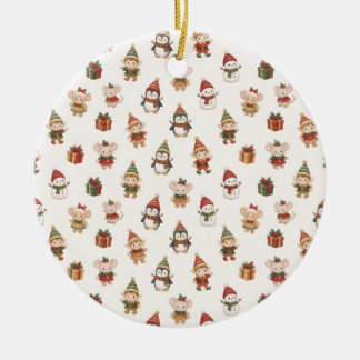 Schattig watercolor Kerstpatroon - Elfen Pinguïns Keramisch Ornament
