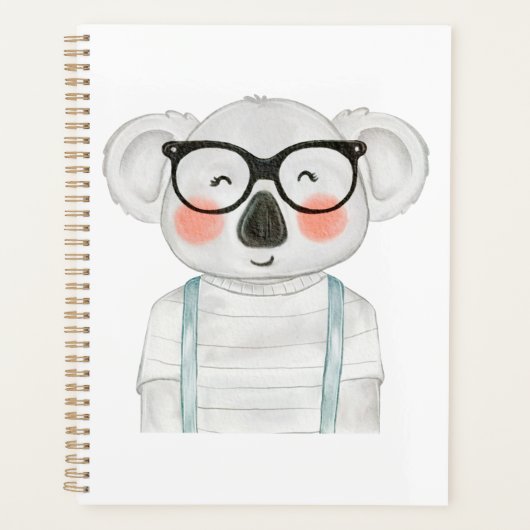 Schattig watercolor koala met bril planner (Voorkant)