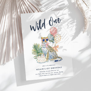 Schattig Watercolor Safari Meisje Wild One 1e Verj Kaart