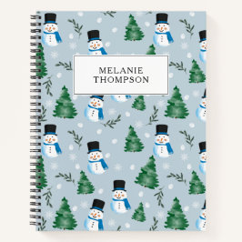 Schattig watercolor winter sneeuw patroon Kerstmis Notitieboek