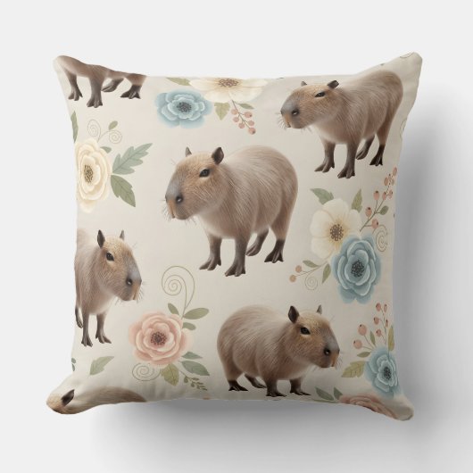 Schattig waterverf capybara naadloos patroon kussen (Voorkant)