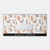 Schattig Waterverf Corgi Hond Patroon Monogram Bureaumat (Keyboard & Muis)