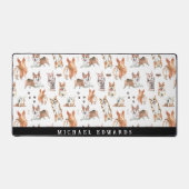 Schattig Waterverf Corgi Hond Patroon Monogram Bureaumat (Voorkant)