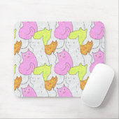 Schattig Waterverf Kat Doodle Patroon Muismat (Met muis)
