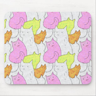 Schattig Waterverf Kat Doodle Patroon Muismat