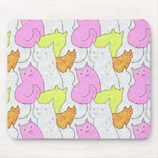 Schattig Waterverf Kat Doodle Patroon Muismat (Voorkant)