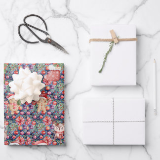 Schattig waterverf kerst inpakpapier | Kerstman, Vel