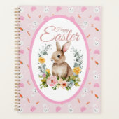 Schattig Waterverf Konijn Bloemenkrans Pasen Planner (Voorkant)