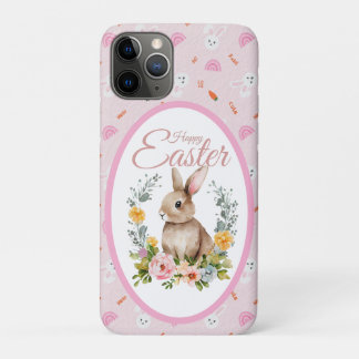 Schattig Waterverf Konijn Bloemenkranz Pasen Case-Mate iPhone Case