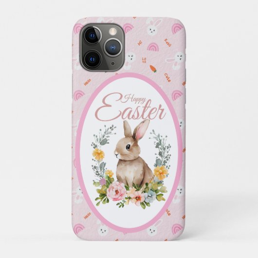Schattig Waterverf Konijn Bloemenkranz Pasen Case-Mate iPhone Case (Achterkant)