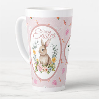Schattig Waterverf Konijn Bloemenkranz Pasen Latte Mok