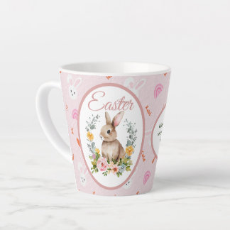 Schattig Waterverf Konijn Bloemenkranz Pasen Latte Mok