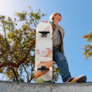 Schattig Waterverf Lente Konijn Wortel Persoonlijk Skateboard