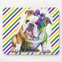 SCHATTIG WATERVERF MARDI GRAS BULLDOG HOND MUISMAT