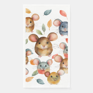 Schattig Waterverf Muizen en Herfstbladeren Patroo Servet