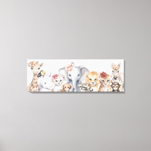 schattig waterverf Oerwoud Safari Baby Dieren Canvas Afdruk (Voorkant)