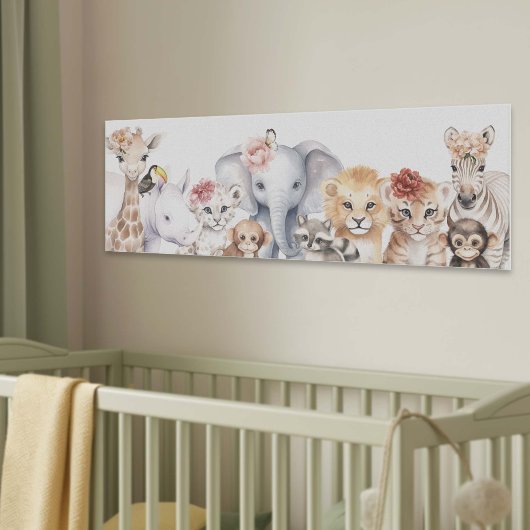  schattig waterverf Oerwoud Safari Baby Dieren Canvas Afdruk