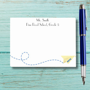 Schattig waterverf Papier Vliegtuig met Notitie, o Post-it® Notes
