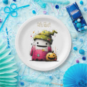 Schattig Waterverf Patchwork Geest Halloween Papieren Bordje (Feest)
