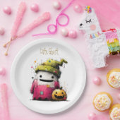 Schattig Waterverf Patchwork Geest Halloween Papieren Bordje (Feest)