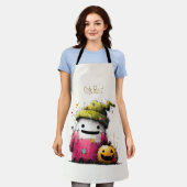 Schattig Waterverf Patchwork Geest Halloween Schort (Gedragen)