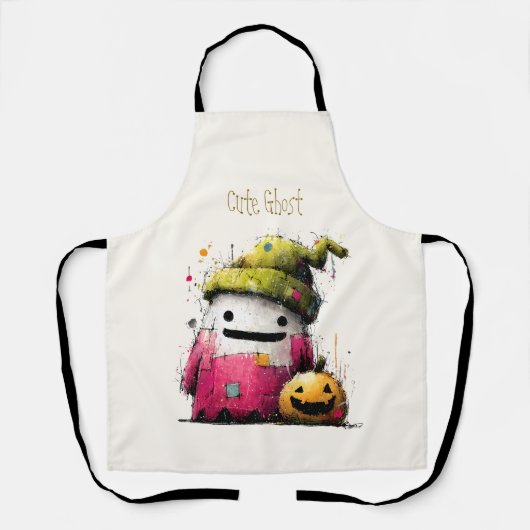 Schattig Waterverf Patchwork Geest Halloween Schort (Voorkant)
