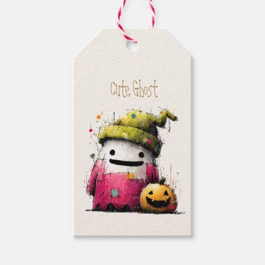 Schattig Waterverf Patchwork Spook Halloween Cadeaulabel (Voorkant)
