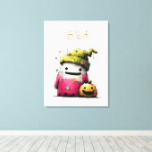 Schattig Waterverf Patchwork Spook Halloween Canvas Afdruk (Insitu (Houten vloer))