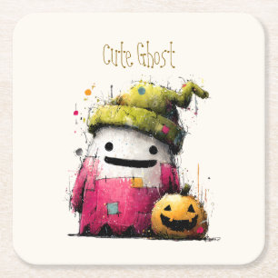 Schattig Waterverf Patchwork Spook Halloween Kartonnen Onderzetters