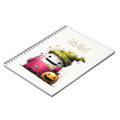 Schattig Waterverf Patchwork Spook Halloween Notitieboek (Linkerzijde)