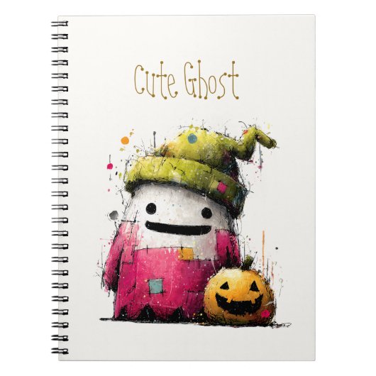 Schattig Waterverf Patchwork Spook Halloween Notitieboek (Voorkant)