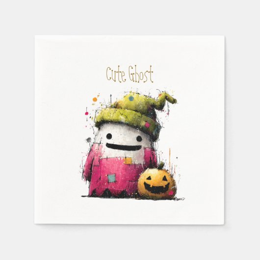 Schattig Waterverf Patchwork Spook Halloween Servet (Voorkant)
