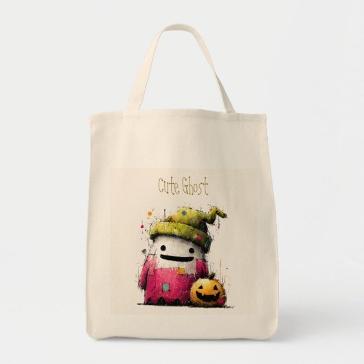 Schattig Waterverf Patchwork Spook Halloween Tote Bag (Voorkant)