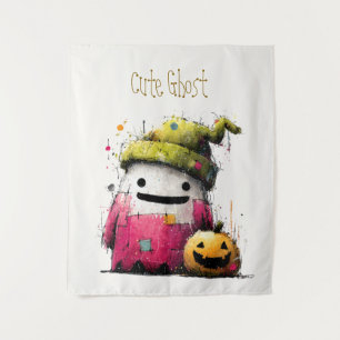 Schattig Waterverf Patchwork Spook Halloween Wandkleed