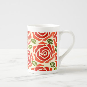 Schattig waterverf patroon rozen schattig rood wit porselein kop