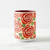 Schattig waterverf patroon schattig roos rood wit mok (Midden)