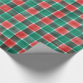 Schattig waterverf rood groen kerst geruit Kerstmi Cadeaupapier (Hoek)