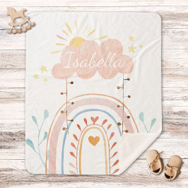 Schattig Waterverf Roze Regenboog Baby Sherpa Deken