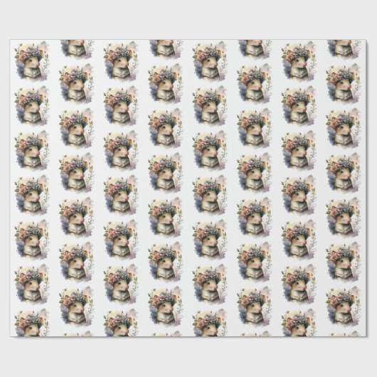 Schattig Waterverf Spring Mouse inpakpapier (Vlak)