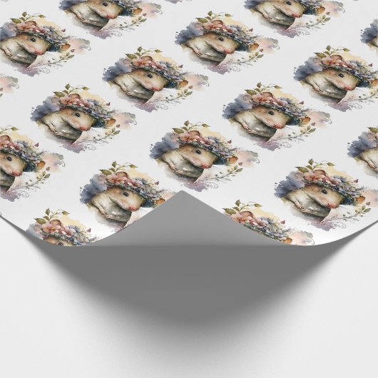 Schattig Waterverf Spring Mouse inpakpapier (Hoek)