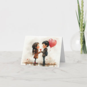 Schattig Waterverf Stel Hart Ballon Romantische Li Bedankkaart