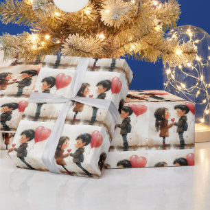 Schattig Waterverf Stel Hart Ballon Romantische Li Cadeaupapier